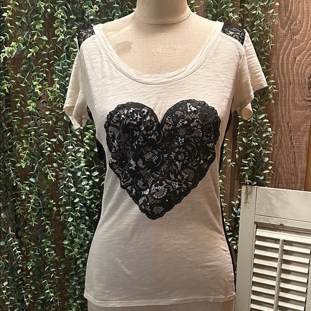 Black Lace Heart Women's Top